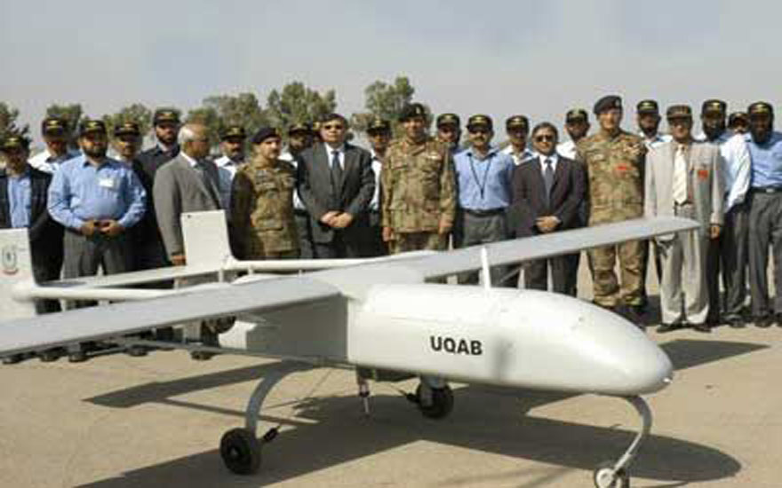 Homegrown: General Kayani with one of Pakistan's indigenously produced UAVs.