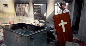 The carnage in Gojra, where a Christian community was targeted by mobs.