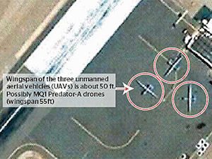 Caught on camera: Drones spotted in a satellite picture in 2006. The picture was once available via Google Earth. Source: longwarjournal.org