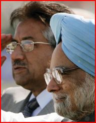 Pervez Musharraf and Manmohan Singh. Photograph: AFP
